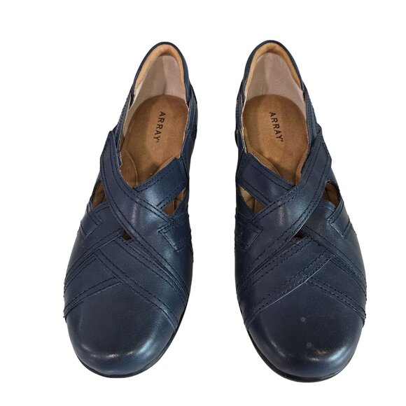 Array Cheyn Wale navy Loafer size12 Leather Upper Slip-On Shoes Cutout Design - Picture 4 of 9